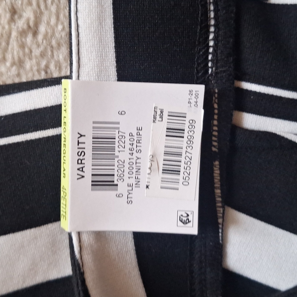 NWT International Concepts Inc. Varsity Striped Black Cream/or white Pants S 4P - Picture 4 of 8